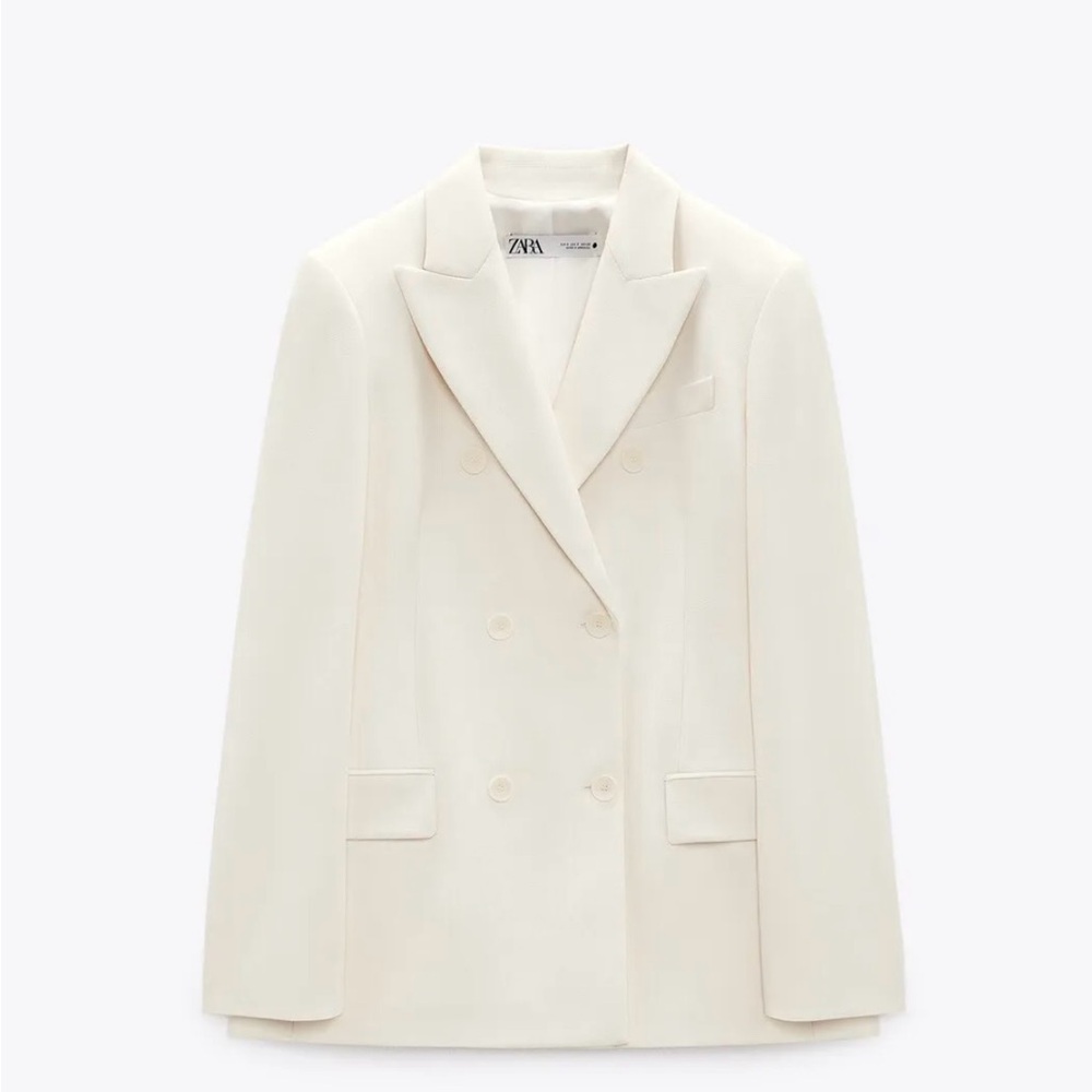 Zara blazer ecru oversize double breasted casual office suit jacket - Picture 9 of 11
